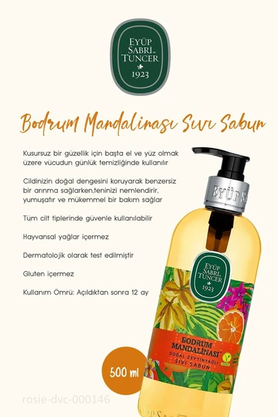 Bodrum Mandalinası Sıvı Sabun 500 ml 6 AL 5 ÖDE ve ROSIE Hediyeli - Resim 2