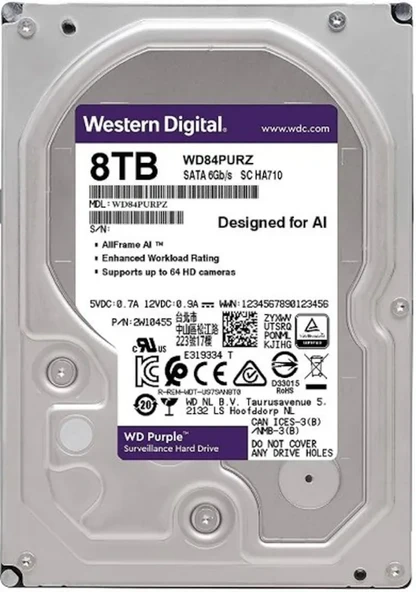 Western Digital Purple WD84PURZ SATA 3.0 3.5" 8 TB Harddisk