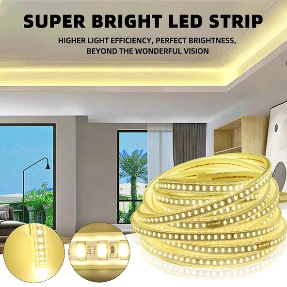 5metre 240 LED/m şerit Led kırmızı hortum kendinden yapışkanlı güçlü yüksek performans SMD2835 12V DC IP20 - 5