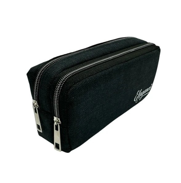 Elegance Siyah Çift Bölmeli Kalem Çantası - Resim 4