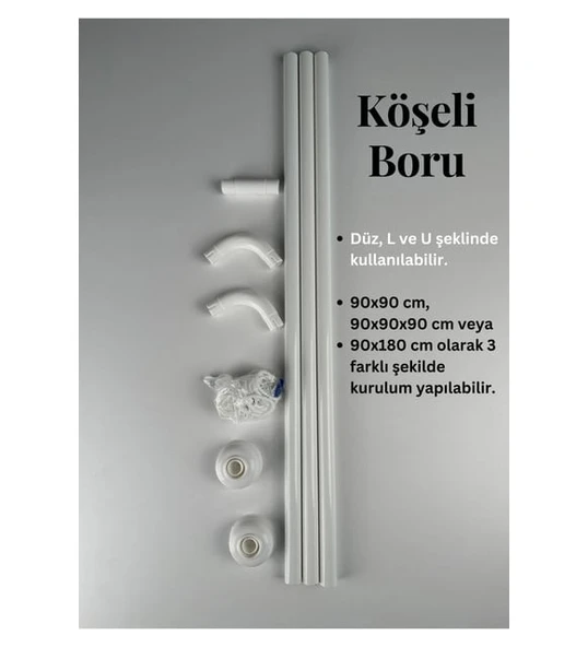 ÖZ BEST KÖŞELİ BANYO  DUŞ PERDESİ ASKISI 90X180 - 2