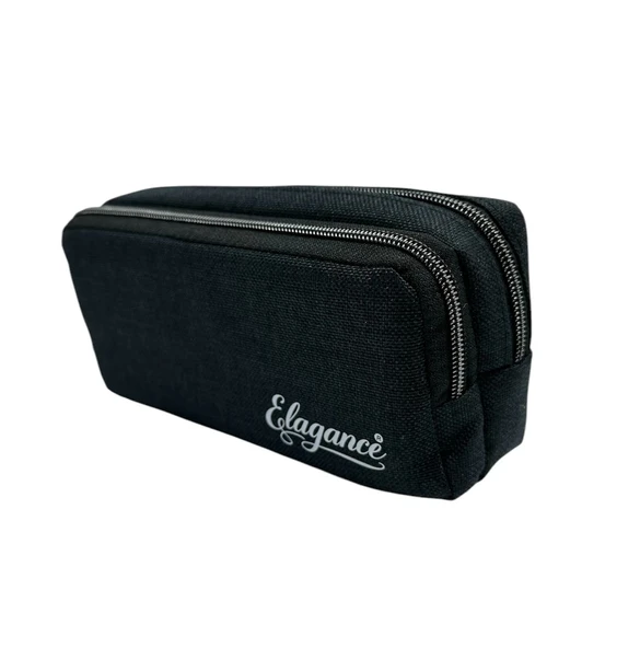 Elegance Siyah Çift Bölmeli Kalem Çantası - Resim 3