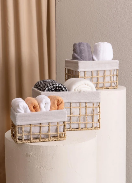 The Mia Braid Hasır Organizer Sepet Naturel 26x18x16 cm - 3