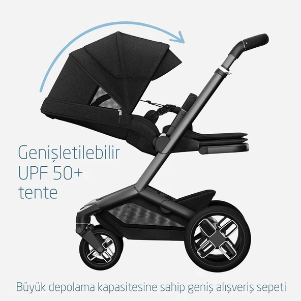 Maxi-Cosi Fame Led Işıklı Entegre Telefon Şarj Üniteli Premium Bebek Arabası Twillic Black - 9