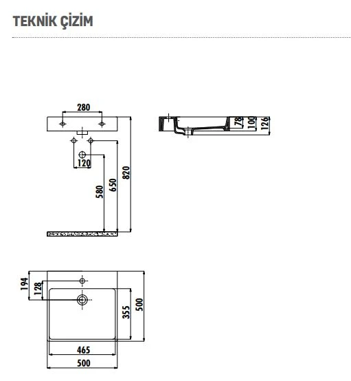 CREAVİT Next 50x50 cm Setüstü Düz Kare Lavabo NX255 - 2