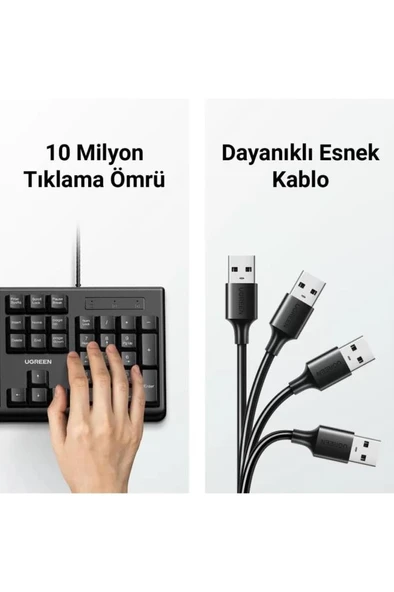 Ugreen Mk003 Ingilizce Kablolu Klavye Mouse Seti Teşhir - Resim 5