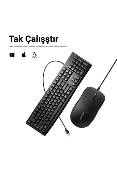 Ugreen Mk003 Ingilizce Kablolu Klavye Mouse Seti Teşhir - Resim 4