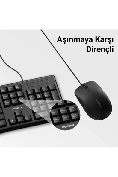 Ugreen Mk003 Ingilizce Kablolu Klavye Mouse Seti Teşhir - Resim 2