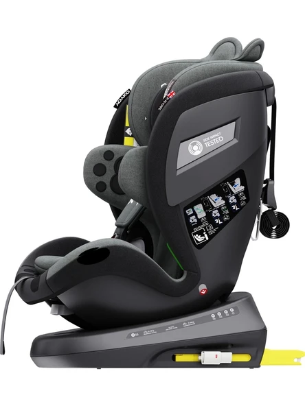 Yoyko Bear 360 Derece Dönebilir Yatabilir 0-36 Kg Isofixli Oto Koltuğu Gri - Resim 7