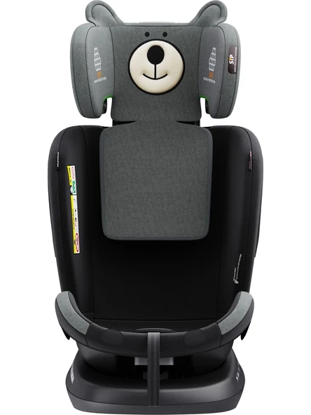 Yoyko Bear 360 Derece Dönebilir Yatabilir 0-36 Kg Isofixli Oto Koltuğu Gri - Resim 9