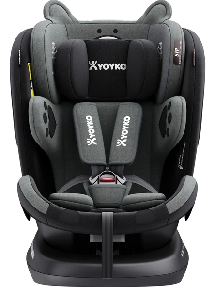 Yoyko Bear 360 Derece Dönebilir Yatabilir 0-36 Kg Isofixli Oto Koltuğu Gri - Resim 2