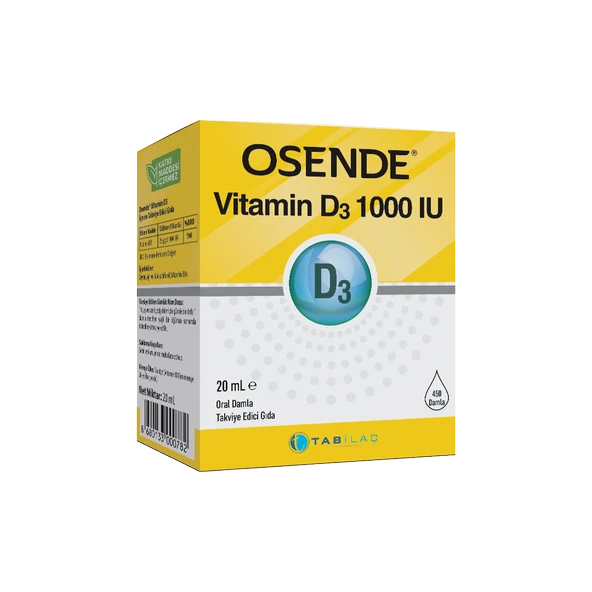 Osende D3 1000 IU Damla Vitamin D3 Takviye Edici Gıda
