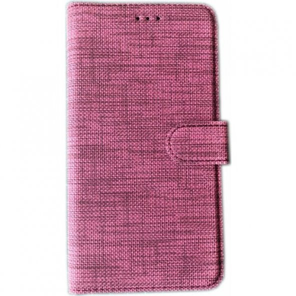 KNY Samsung Galaxy Note 4 Kılıf Kumaş Desenli Cüzdanlı Standlı Kapaklı Kılıf Bordo