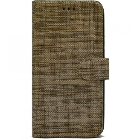 KNY Huawei Mate 10 Lite Kılıf Kumaş Desenli Cüzdanlı Standlı Kapaklı Kılıf Gold - 1