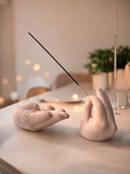 El Formunda Beton Tütsülük ve Dekoratif El Objeleri - Minimalist El Yapımı Tütsü Standı Tasarım - 7