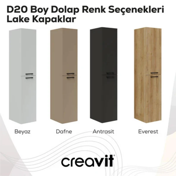 Creavit D20 Sola Açılır Boy Dolabı Antrasit - 2