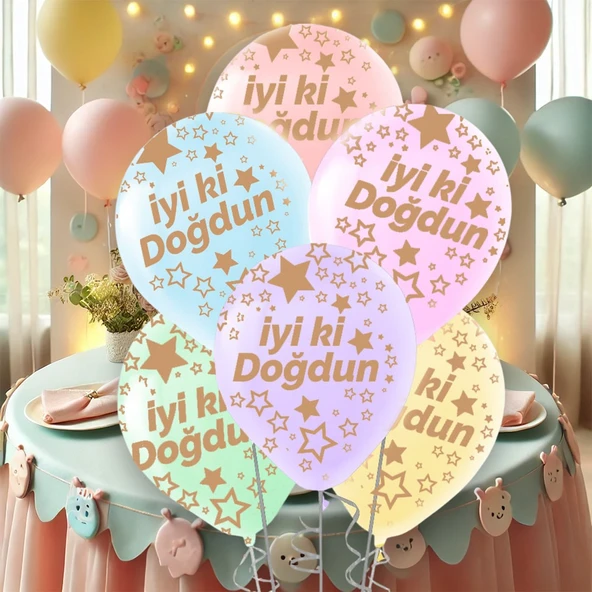 Balon Makaron İyiki Doğdun 11" 5li - 2