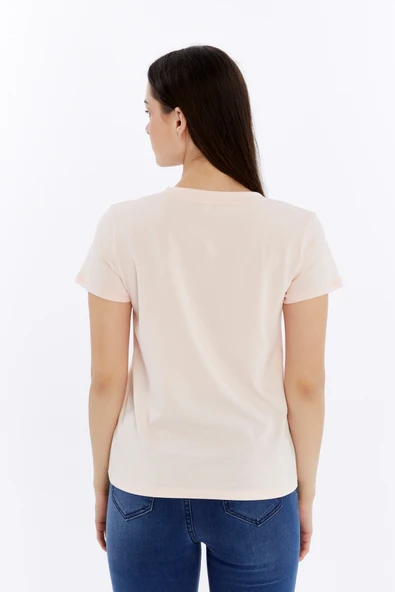 Kadın T-shirt V Yaka Kısa Kollu - 4