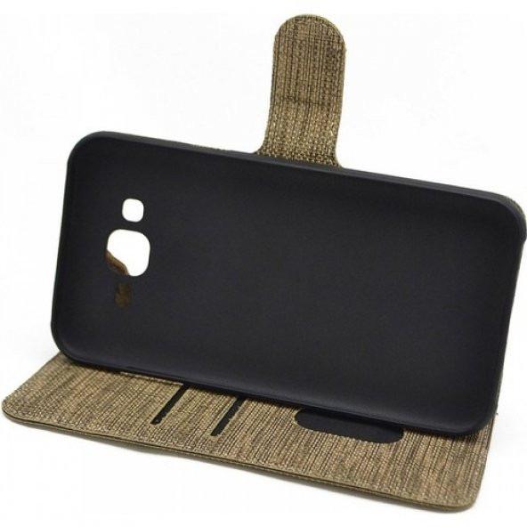 KNY General Mobile GM5 Plus Kılıf Kumaş Desenli Cüzdanlı Standlı Kapaklı Kılıf Siyah - 3