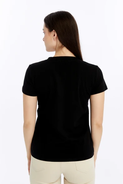 Kadın T-shirt V Yaka Kısa Kollu - 2