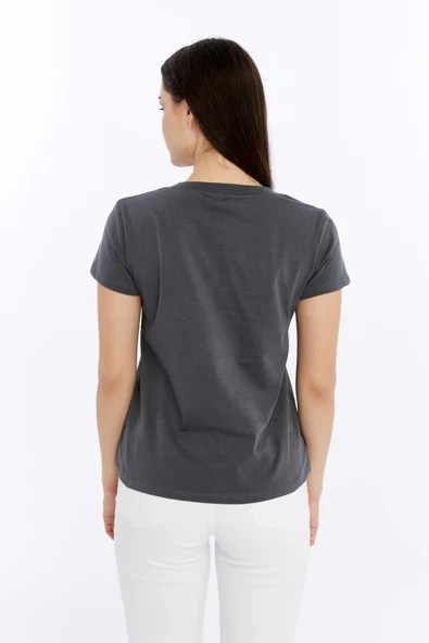 Kadın T-shirt V Yaka Kısa Kollu - 10