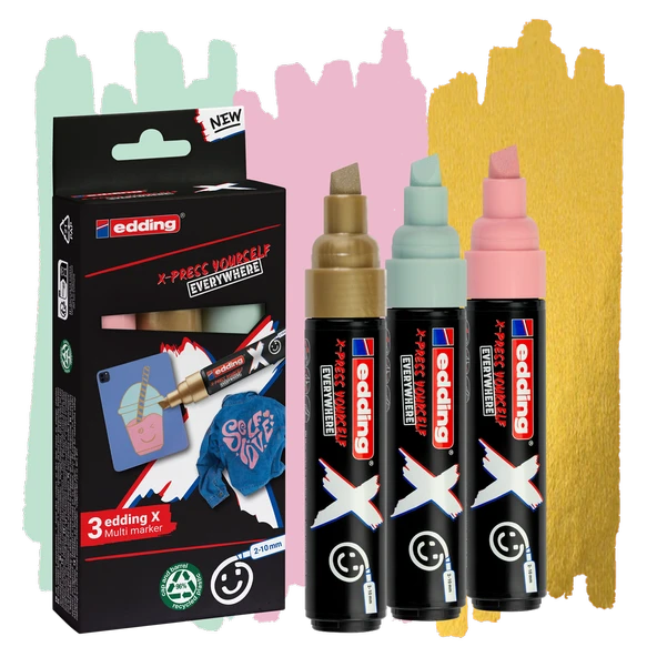Edding E-6900 Multimaker Çok Yönlü Akrilik Boya Seti Kesik Uçlu Markör 2-10 mm Pastel Colours