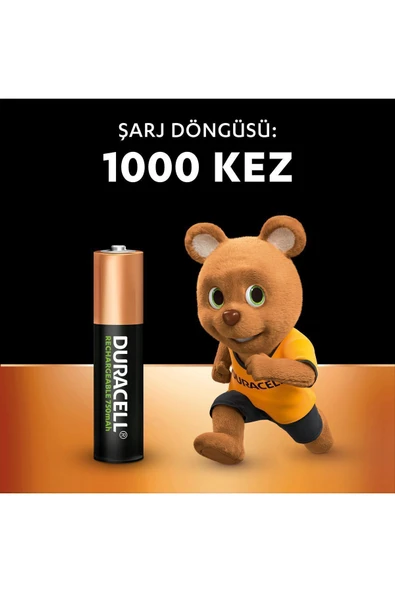 Duracell Şarj Edilebilir AAA 750 mAh İnce Kalem Pil 4'lü Paket - 2