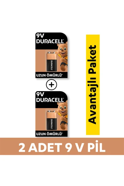 Duracell Alkalin 9V Pil 6LR61/MN1604 2'li Paket