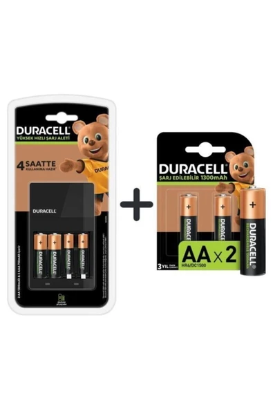 Duracell CEF 14 Şarj Aleti + 2'şer Adet AA ve AAA Pil 4 Saat Şarj Cihazı (1 Adet) - 2