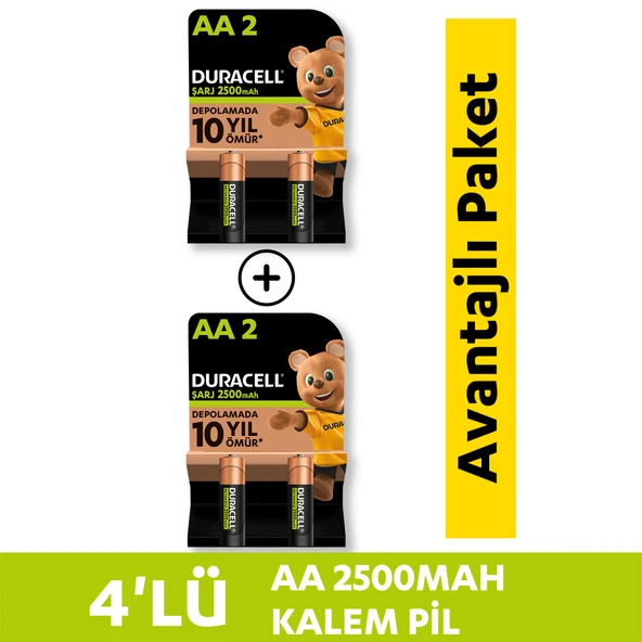 Duracell Şarj Edilebilir AA 2500mAh Piller 4'lü Paket ürün görseli