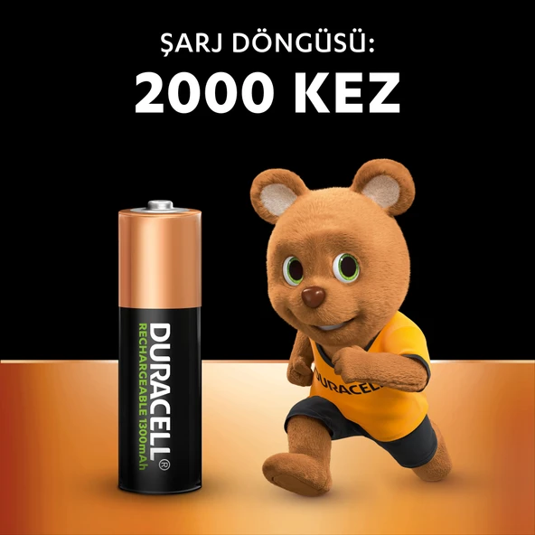 Duracell Şarj Edilebilir AA Kalem Pil 2'li Paket 1300 mAh NiMH, 2000 Şarj Döngüsü - Resim 3