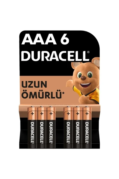 Duracell AAA Alkalin İnce Kalem Pil 6'lı Paket 1,5V LR03/MN2400