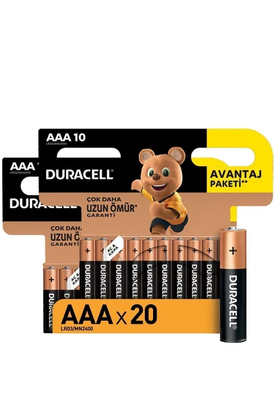 Duracell Alkalin AAA İnce Kalem Pil 1,5V LR03/MN2400 20'li Paket - 2