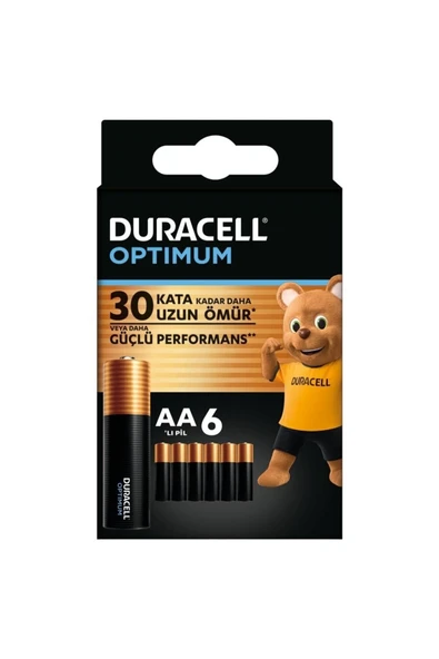 Duracell Optimum AA Alkalin Kalem Pil 6'lı Paket 1,5V LR6 MX1500