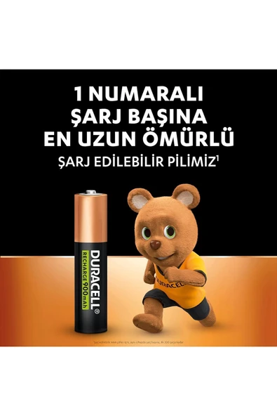 Duracell Şarj Edilebilir AAA İnce Kalem Pil 2'li Paket 900mAh NiMH - 2