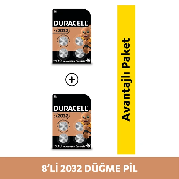 Duracell Özel 2032 Lityum Düğme Pil 3V (CR2032) 8li Paket ürün görseli 1