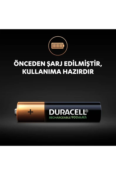 Duracell Şarj Edilebilir AAA 900mAh Piller 2'li Paket, 4 Adet - 3