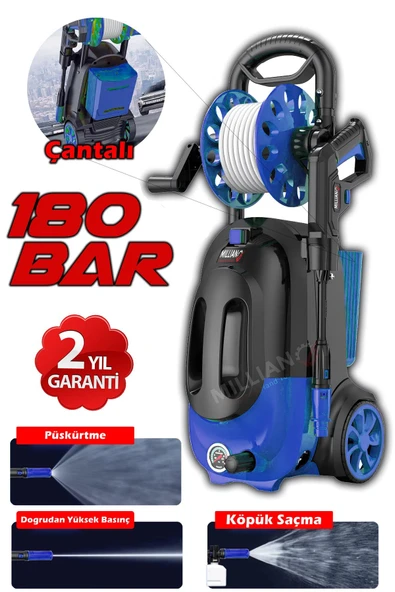 Prof 180 Bar - 4500 W Bakır Sargılı Yüksek Basınçlı Çok Amaçlı Araba Bahçe ve Oto Yıkama Makinesi - 2