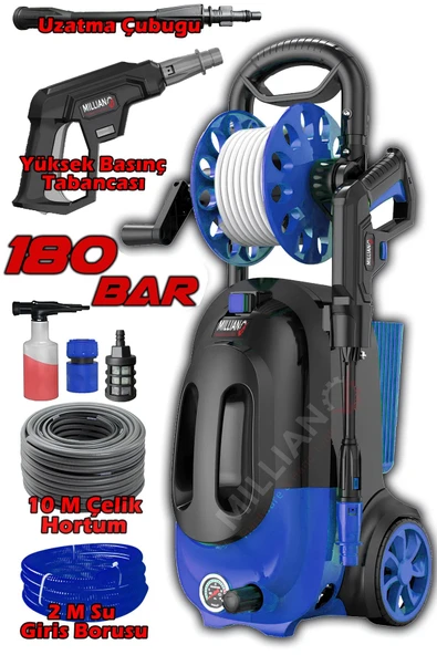Prof 180 Bar - 4500 W Bakır Sargılı Yüksek Basınçlı Çok Amaçlı Araba Bahçe ve Oto Yıkama Makinesi