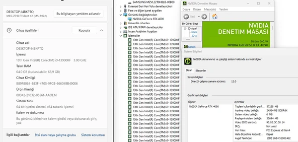MSI MEG Trident X2 13NUI-004EU i9 13900KF 64GB 2TB SSD RTX4090 (İKİNCİ EL) - 3