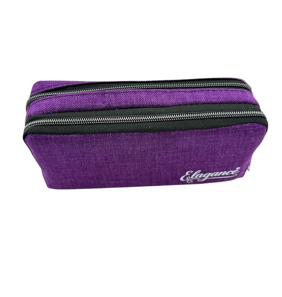 Elegance Mor Çift Bölmeli Kalem Çantası - 5