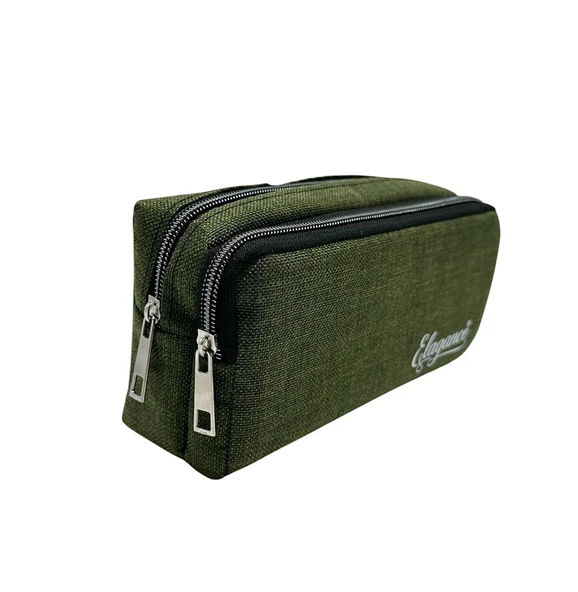 Elegance Haki Çift Bölmeli Kalem Çantası - 4