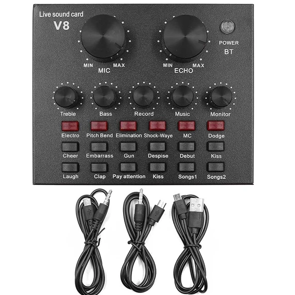 sosyal medya Canlı yayın Ses Kartı V8 canlı yayın ses kartı mixer - 5