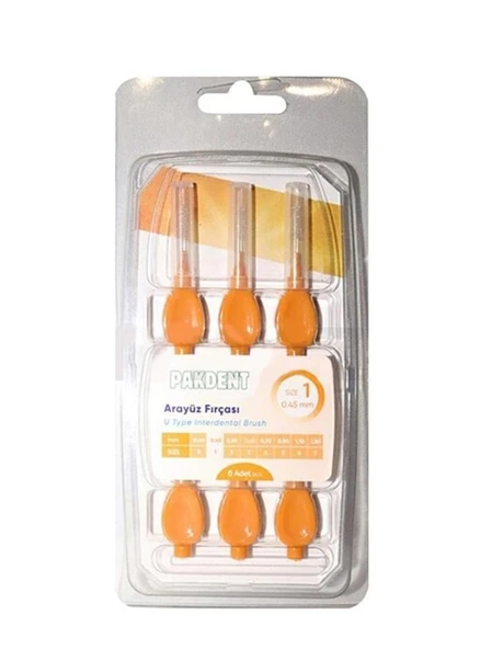 Pakdent Arayüz Fırçası 0,45 mm 6'lı - Turuncu