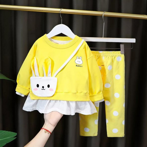 Kız Çocuk Bebek Sarı Rabbit 3lü Takım