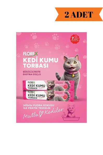 Florex Pudra Kokulu Kedi Kumu Torbası (82x50cm/ 7 Adet) x 2 Adet