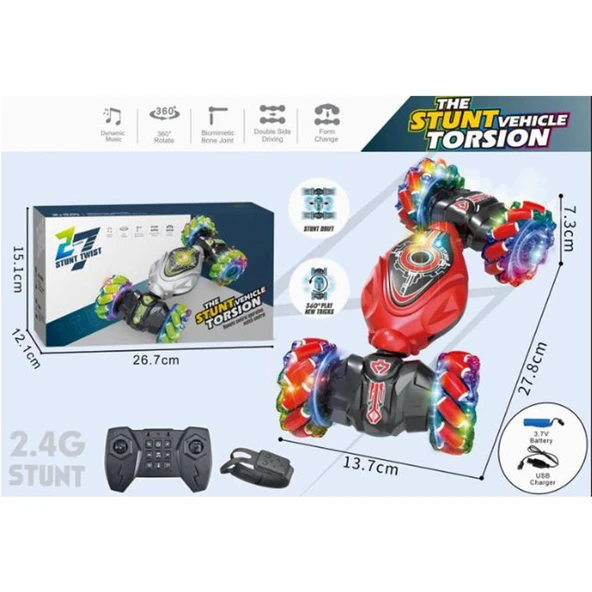 Stunt Twist Çift Taraflı Uzaktan Ve Bilekten Kumandalı Şarjlı Akrobat Araba - 4