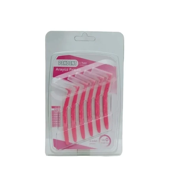 Pakdent Arayüz Fırçası L Tipi 0,4 mm 6 lı Pembe