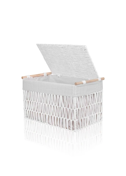 The Mia Cesta Hasır Organizer Sepet Beyaz 52x30x32 cm - 3