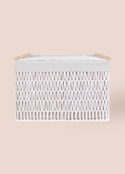 The Mia Cesta Hasır Organizer Sepet Beyaz 62x42x42 cm - 7